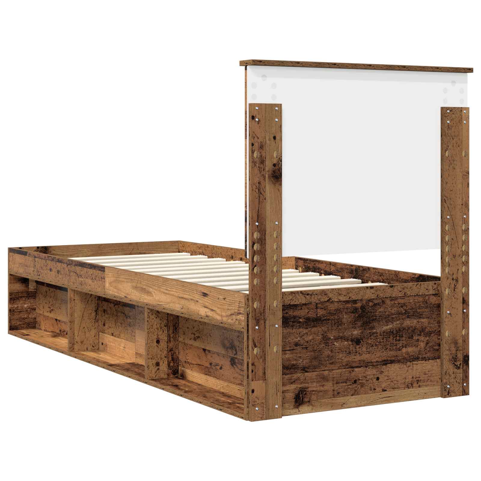 vidaXL Ramka łóżka Stare drewno 75 x 190 cm Lite drewno sosnowe