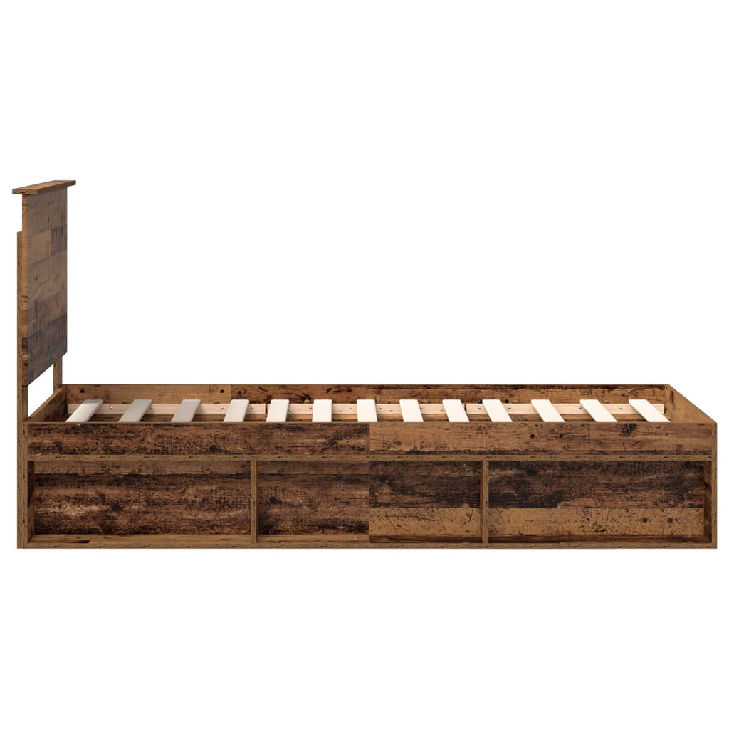 vidaXL Ramka łóżka Stare drewno 75 x 190 cm Lite drewno sosnowe