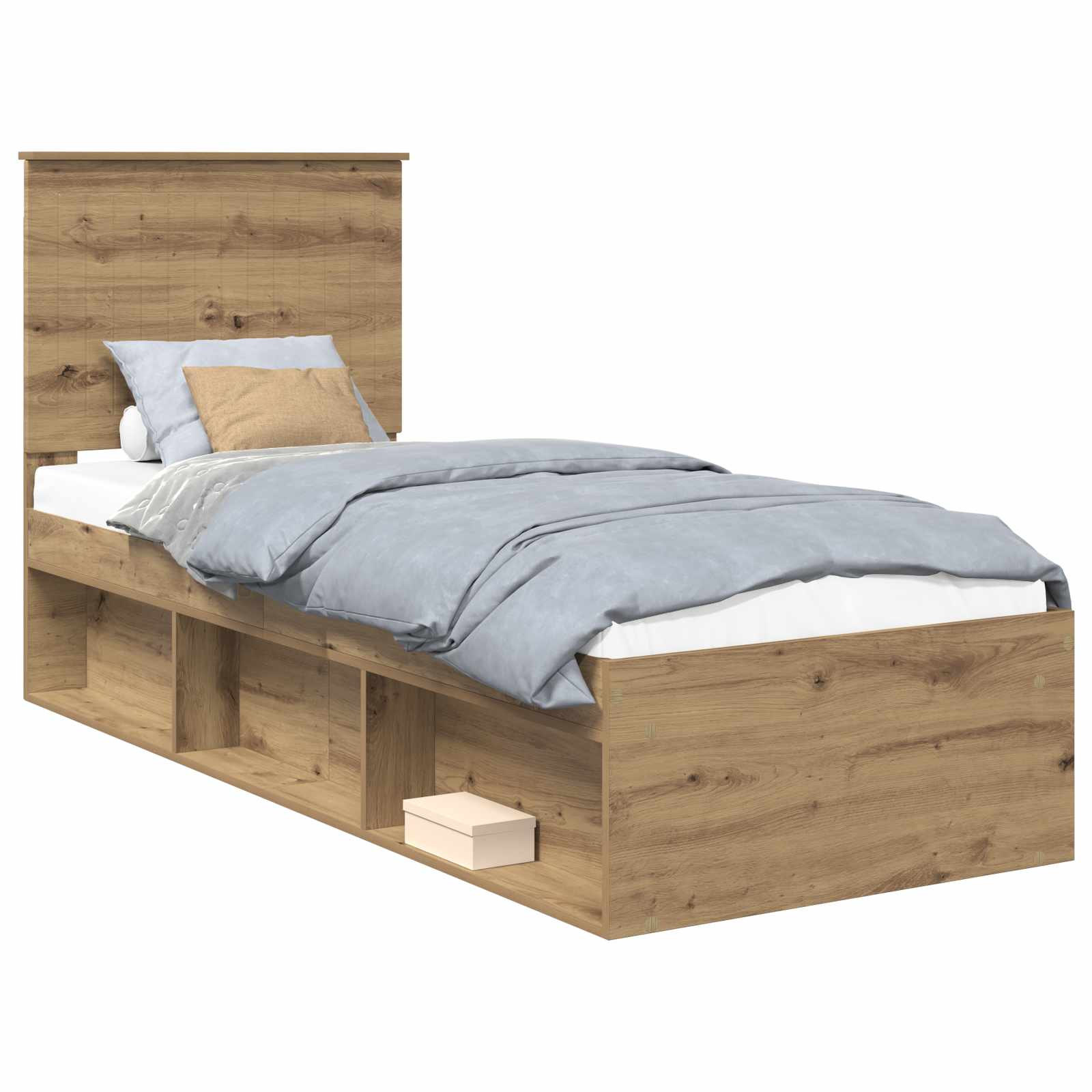 vidaXL Ramka łóżka Dąb rzemieślniczy 75 x 190 cm Lite drewno sosnowe