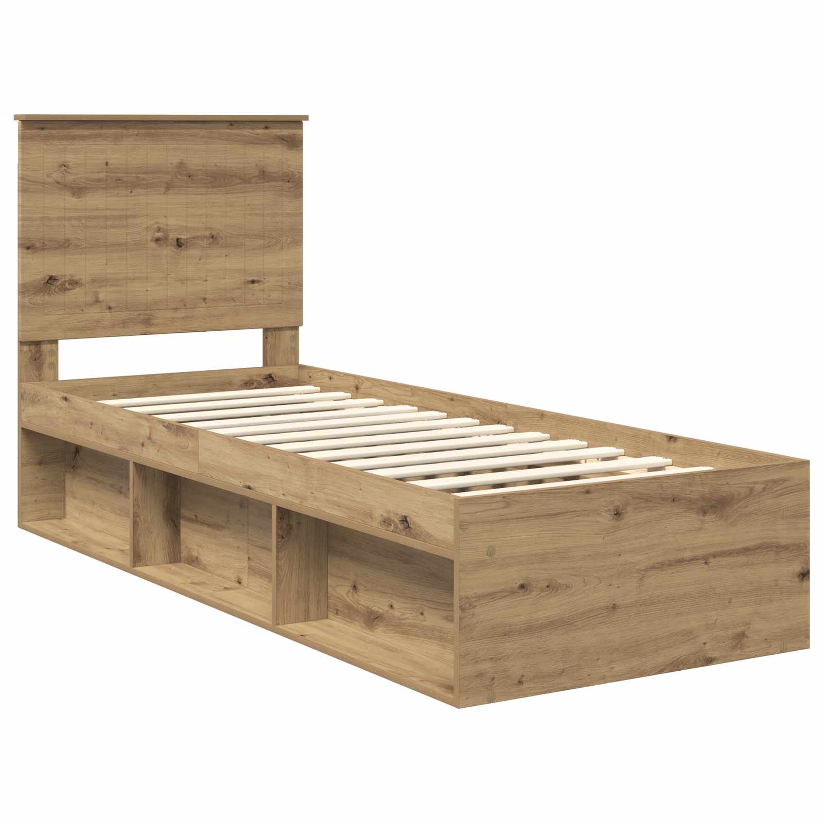 vidaXL Ramka łóżka Dąb rzemieślniczy 75 x 190 cm Lite drewno sosnowe