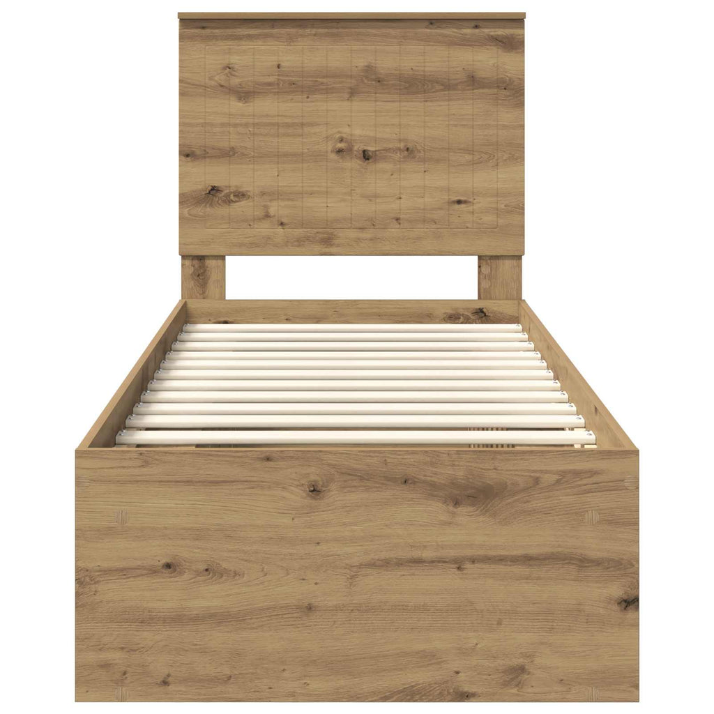 vidaXL Ramka łóżka Dąb rzemieślniczy 75 x 190 cm Lite drewno sosnowe