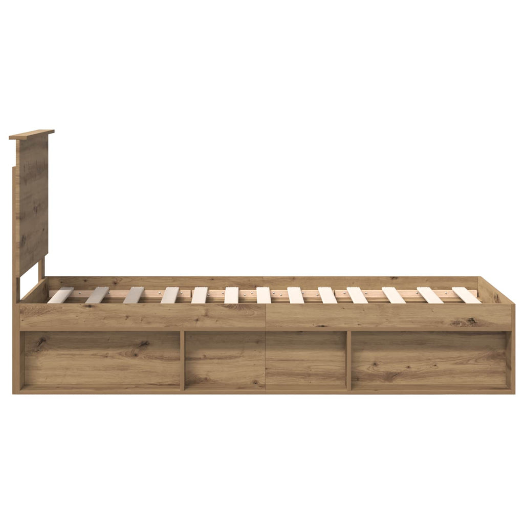 vidaXL Ramka łóżka Dąb rzemieślniczy 75 x 190 cm Lite drewno sosnowe