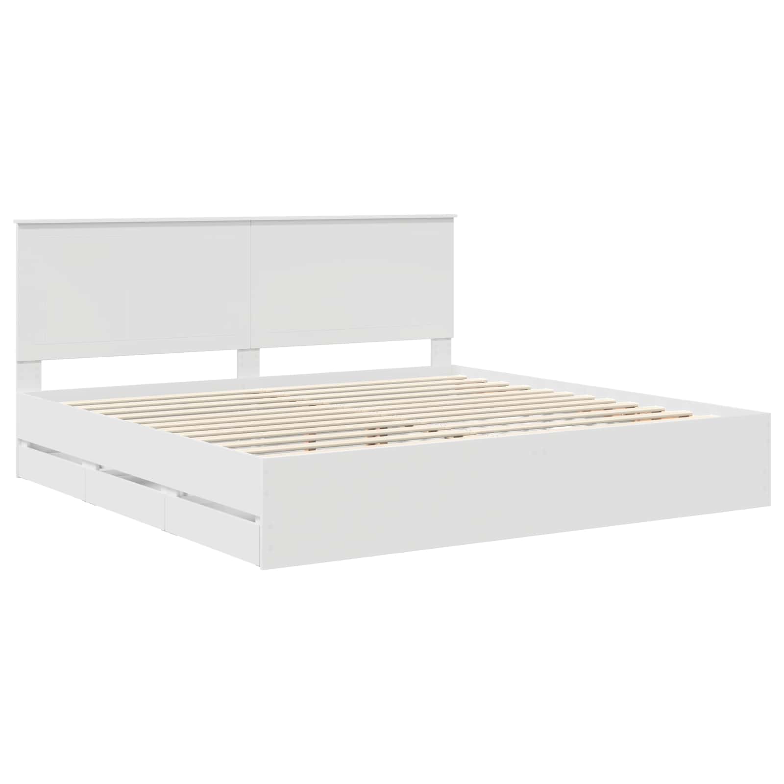 vidaXL Ramka łóżka z szufladą Biały 200 x 200 cm Drewno inżynieryjne
