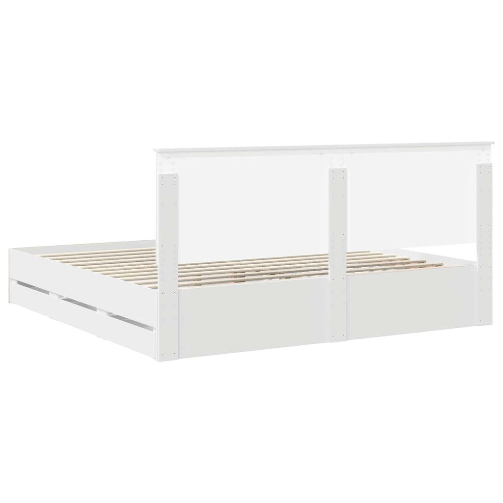 vidaXL Ramka łóżka z szufladą Biały 200 x 200 cm Drewno inżynieryjne