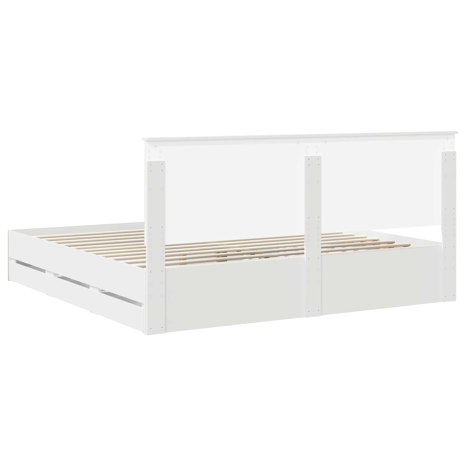 vidaXL Ramka łóżka z szufladą Biały 200 x 200 cm Drewno inżynieryjne