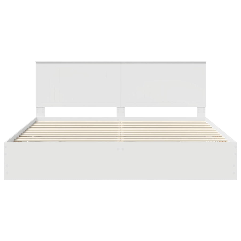 vidaXL Ramka łóżka z szufladą Biały 200 x 200 cm Drewno inżynieryjne
