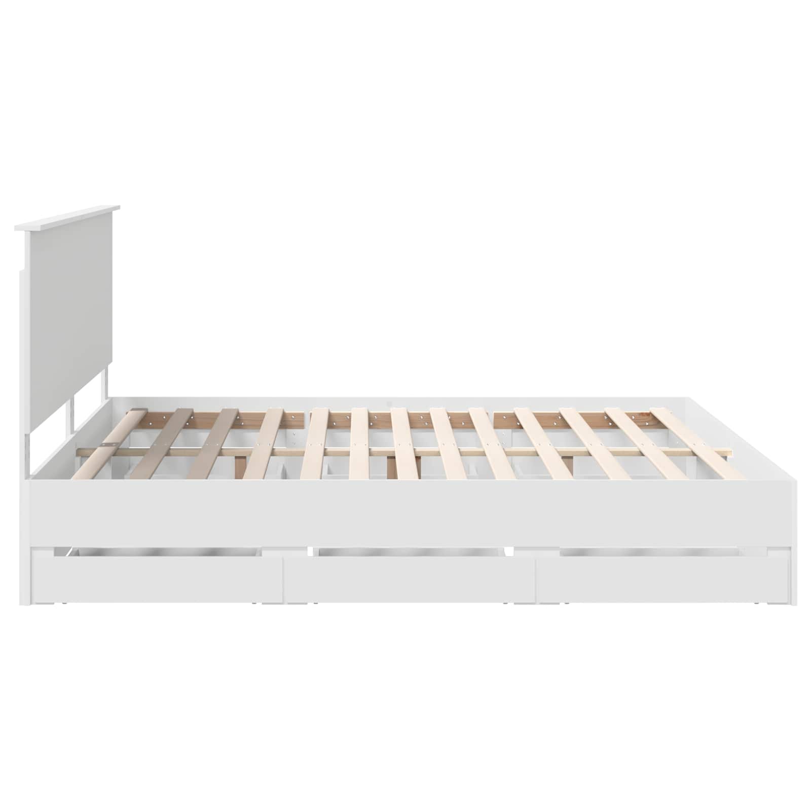 vidaXL Ramka łóżka z szufladą Biały 200 x 200 cm Drewno inżynieryjne