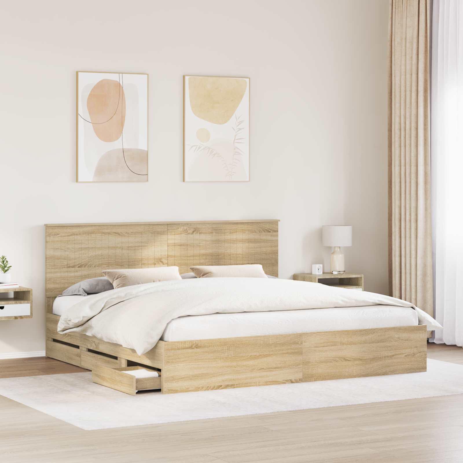 vidaXL Ramka łóżka Dąb Sonoma 200 x 200 cm Drewno inżynieryjne
