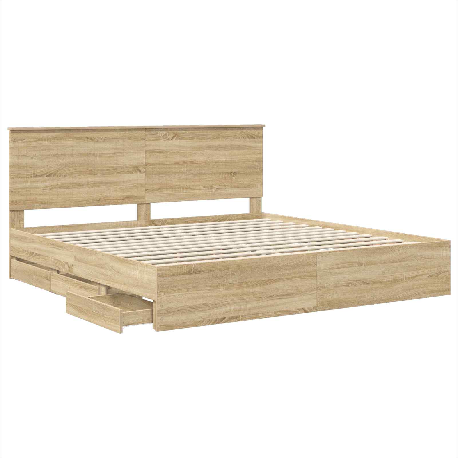 vidaXL Ramka łóżka Dąb Sonoma 200 x 200 cm Drewno inżynieryjne