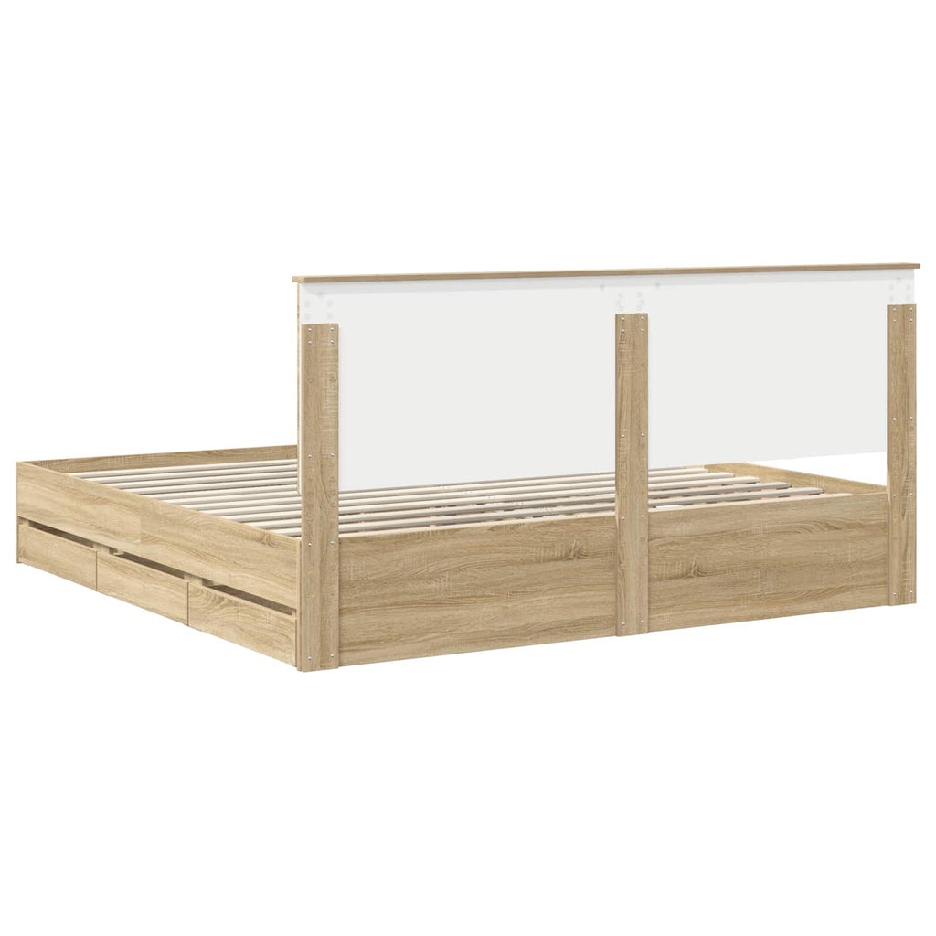 vidaXL Ramka łóżka Dąb Sonoma 200 x 200 cm Drewno inżynieryjne