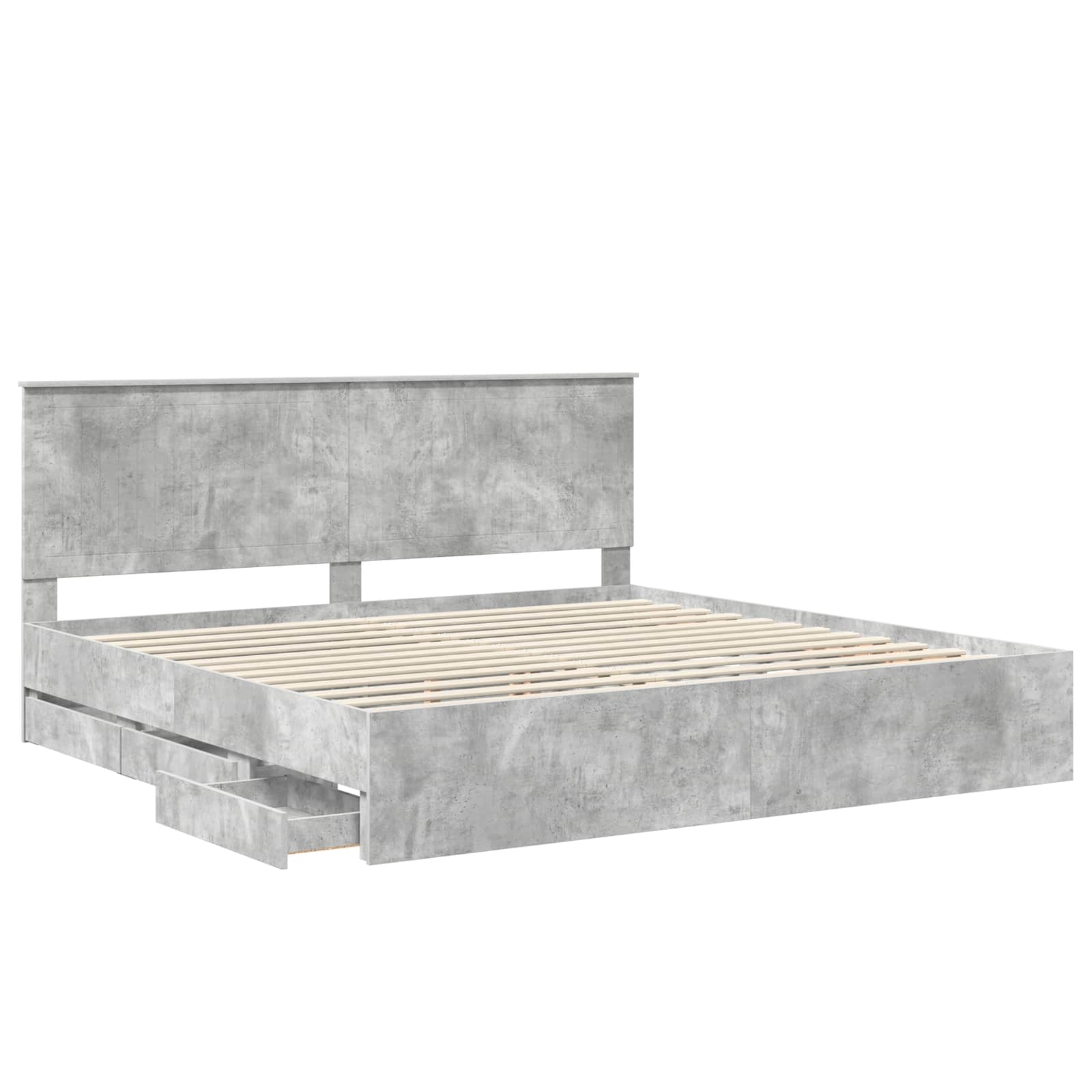 vidaXL Ramka łóżka Betonowy szary 200 x 200 cm Drewno inżynieryjne