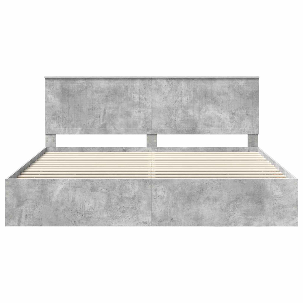 vidaXL Ramka łóżka Betonowy szary 200 x 200 cm Drewno inżynieryjne