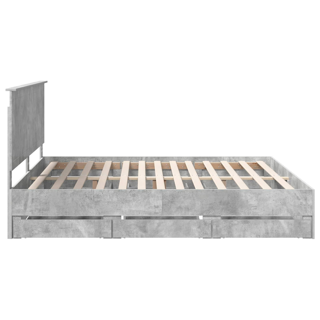 vidaXL Ramka łóżka Betonowy szary 200 x 200 cm Drewno inżynieryjne