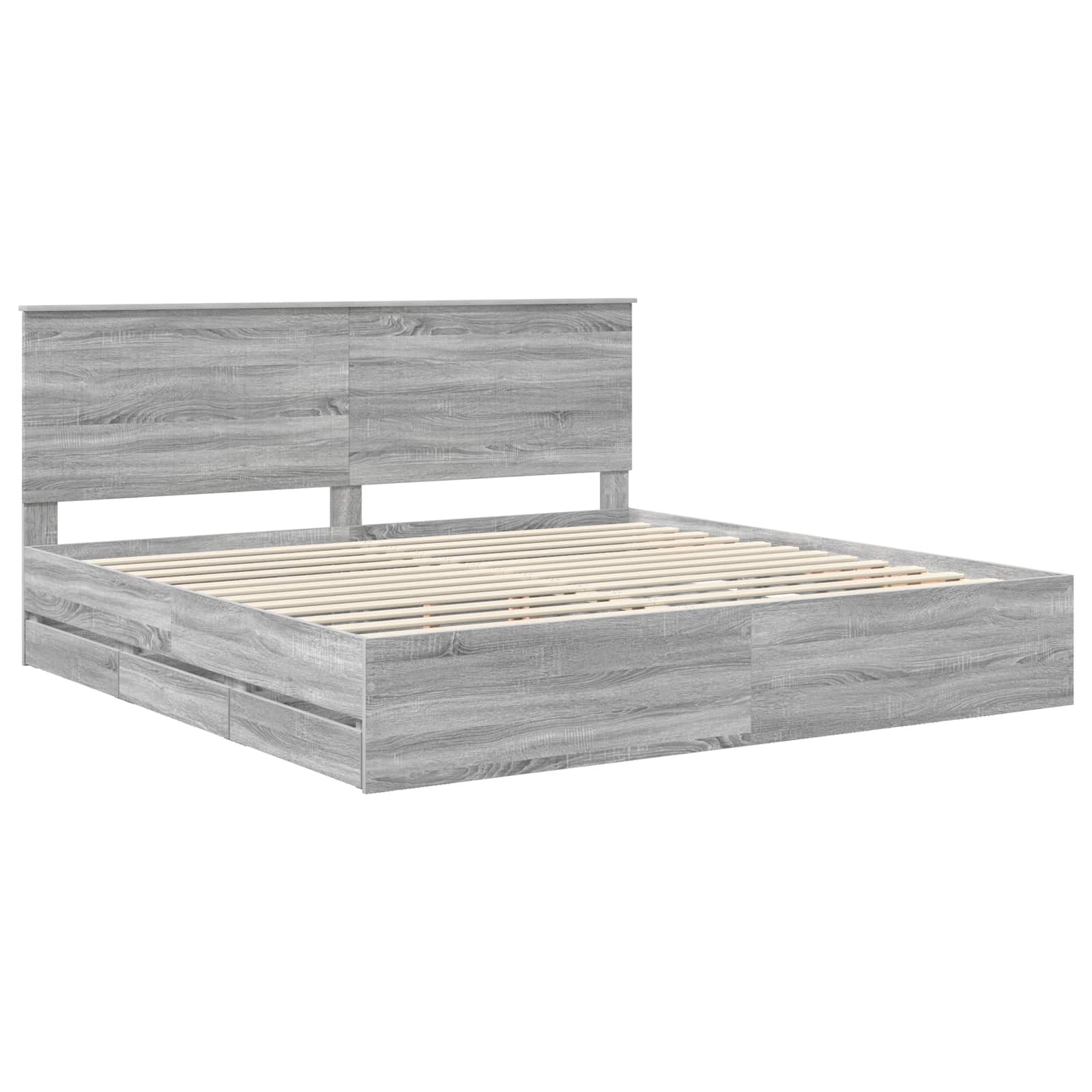 vidaXL Ramka łóżka Szary Sonoma 200 x 200 cm Drewno inżynieryjne