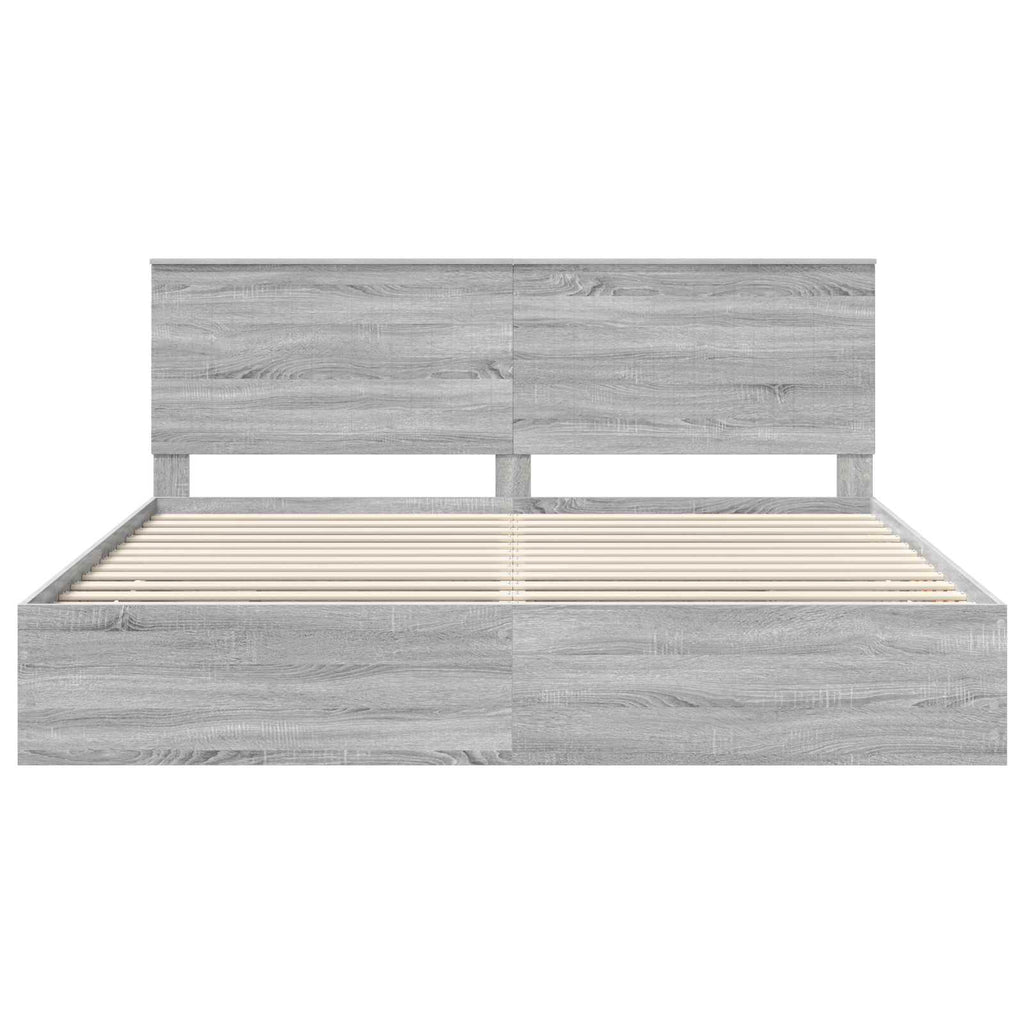 vidaXL Ramka łóżka Szary Sonoma 200 x 200 cm Drewno inżynieryjne
