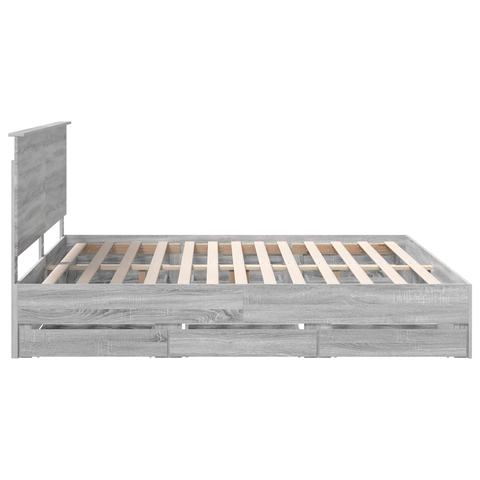 vidaXL Ramka łóżka Szary Sonoma 200 x 200 cm Drewno inżynieryjne