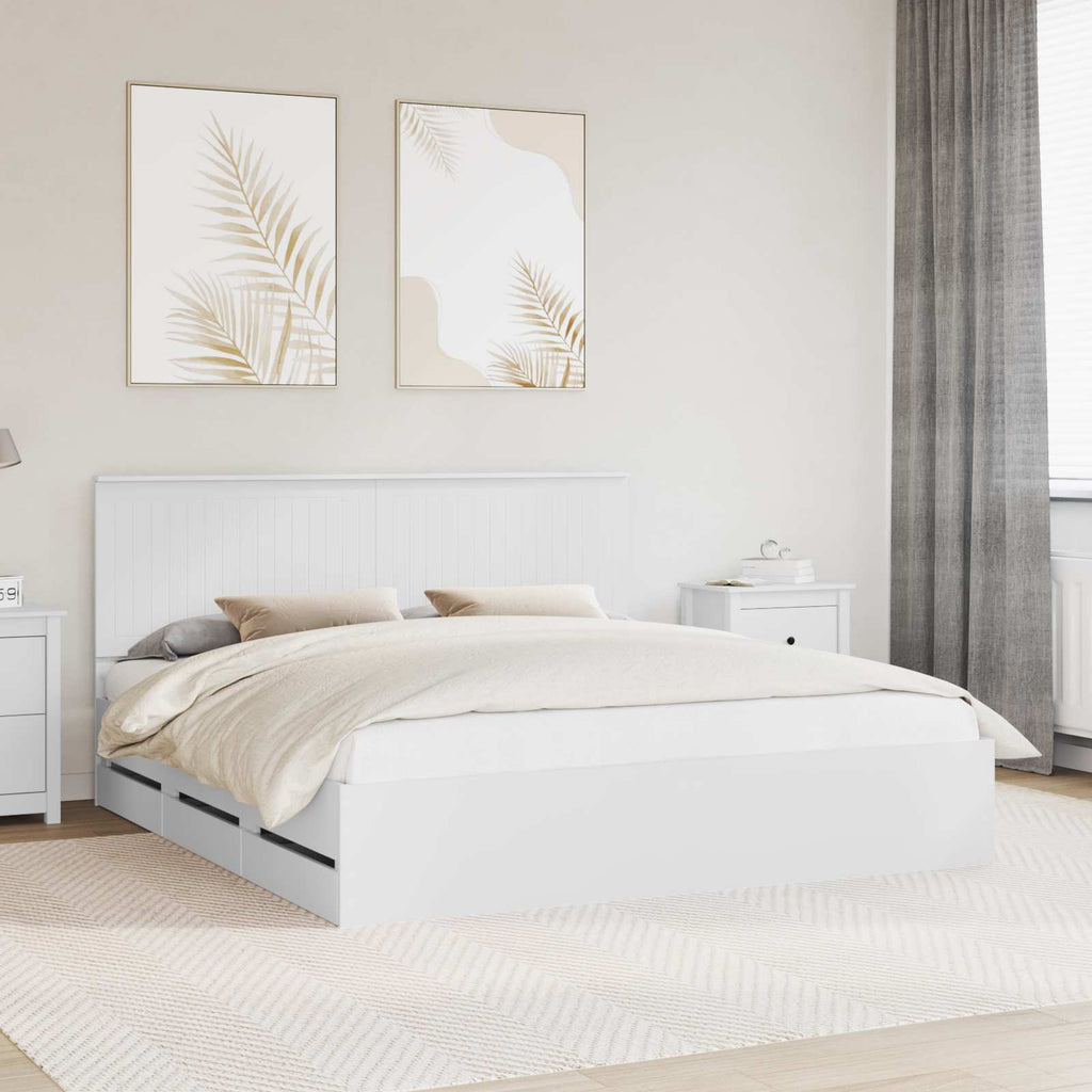 vidaXL Ramka łóżka z szufladą Biały 180 x 200 cm Drewno inżynieryjne
