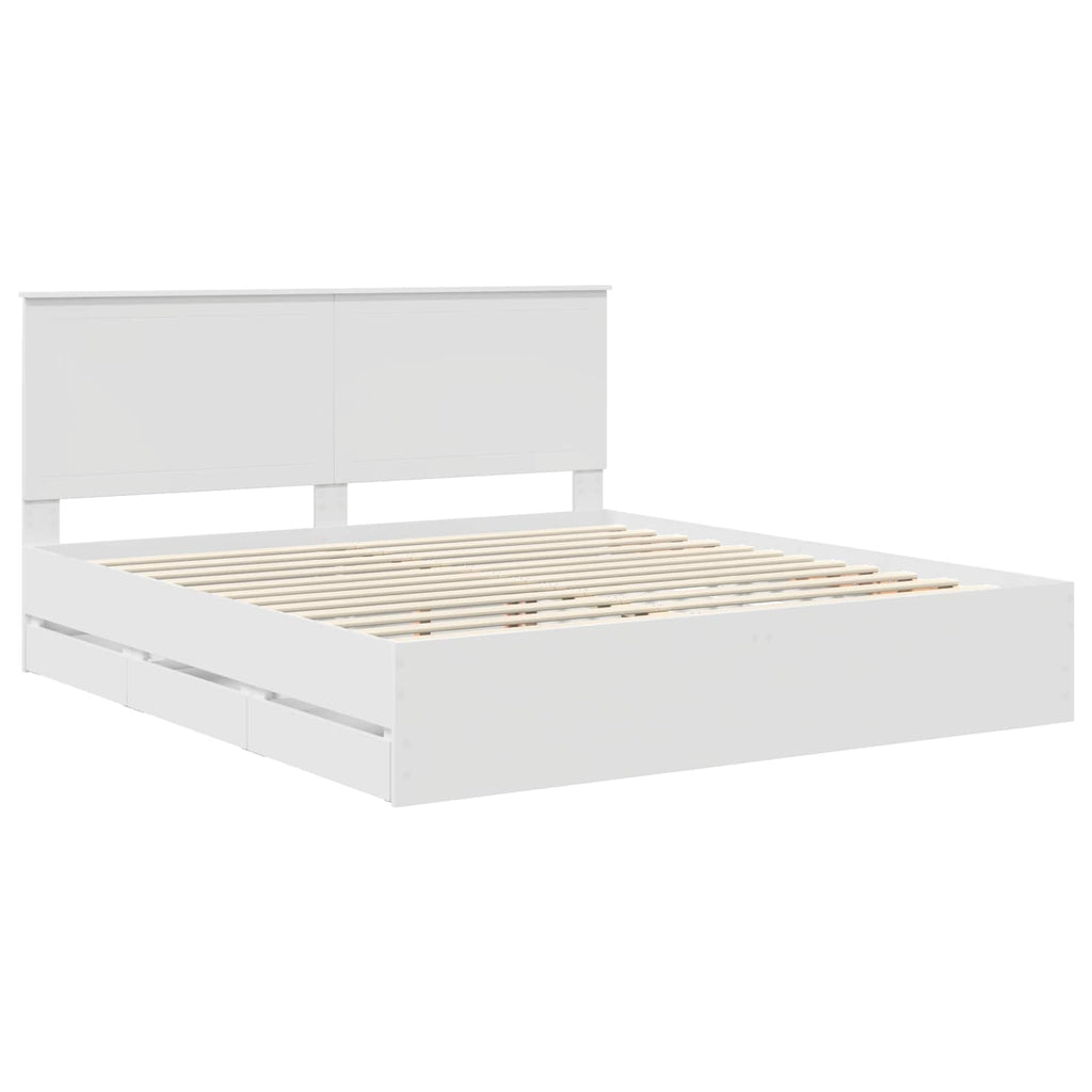 vidaXL Ramka łóżka z szufladą Biały 180 x 200 cm Drewno inżynieryjne