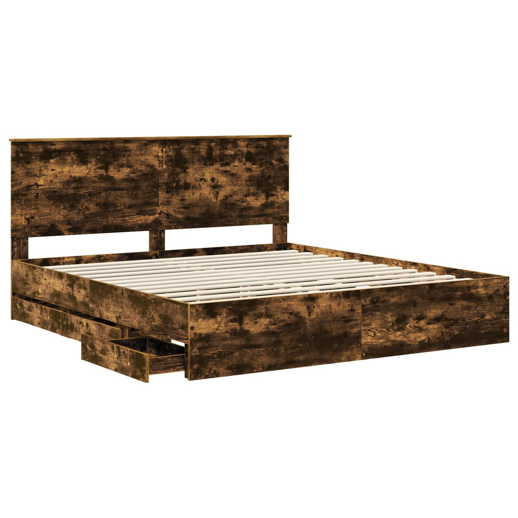 vidaXL Ramka łóżka Dąb wędzony 180 x 200 cm Drewno inżynieryjne