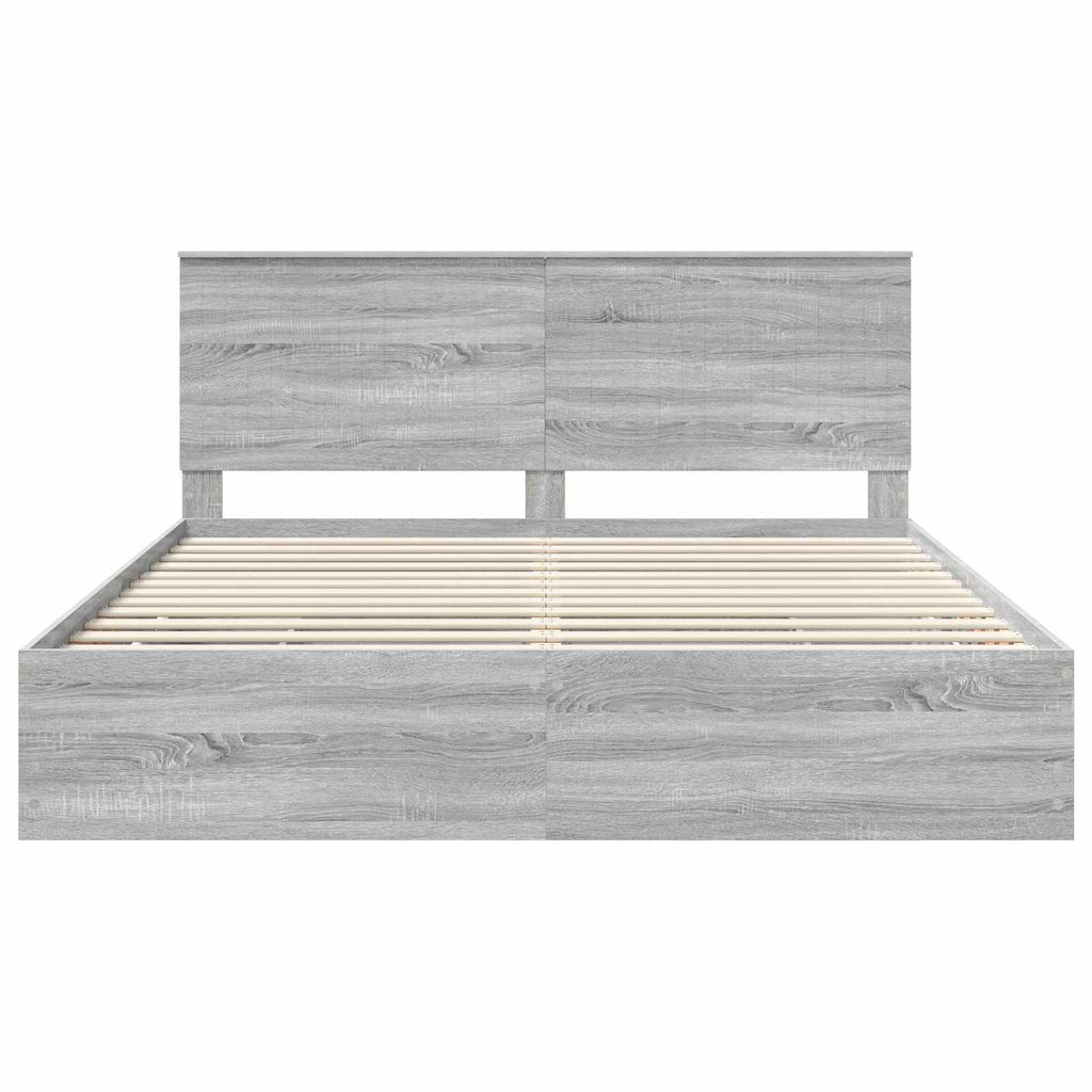 vidaXL Ramka łóżka Szary Sonoma 180 x 200 cm Drewno inżynieryjne