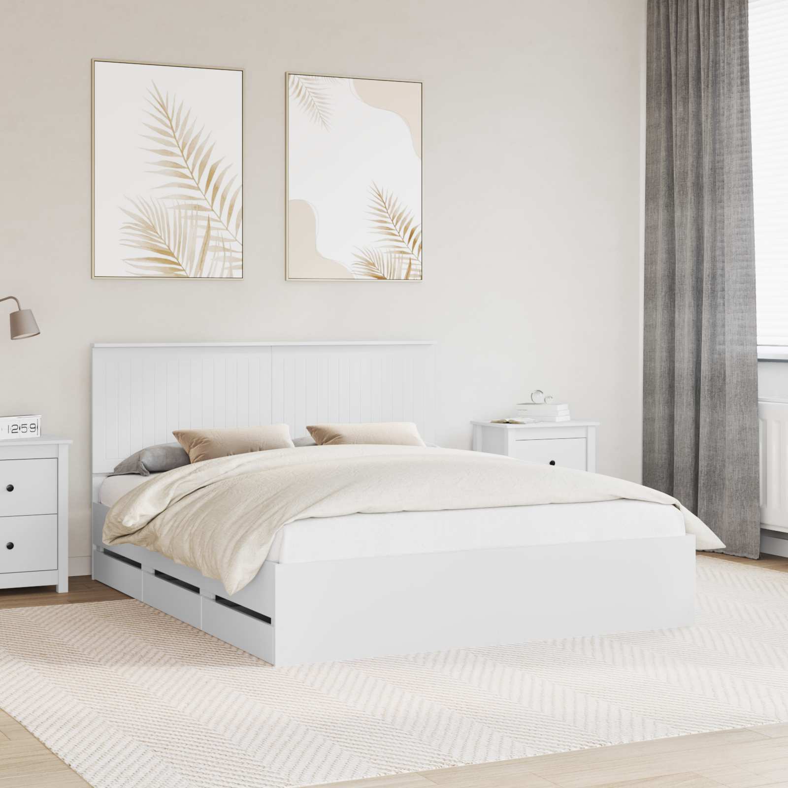 vidaXL Ramka łóżka z szufladą Biały 160 x 200 cm Drewno inżynieryjne
