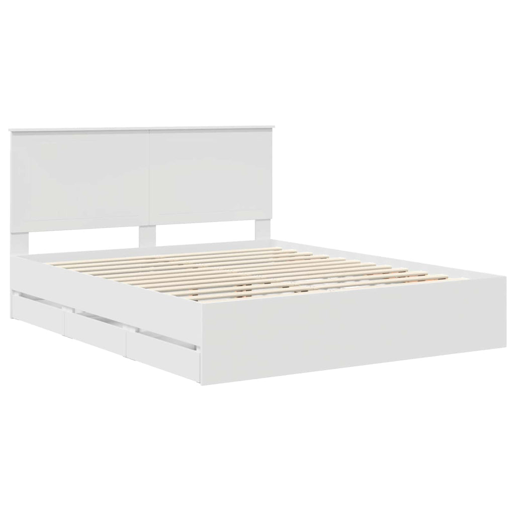 vidaXL Ramka łóżka z szufladą Biały 160 x 200 cm Drewno inżynieryjne