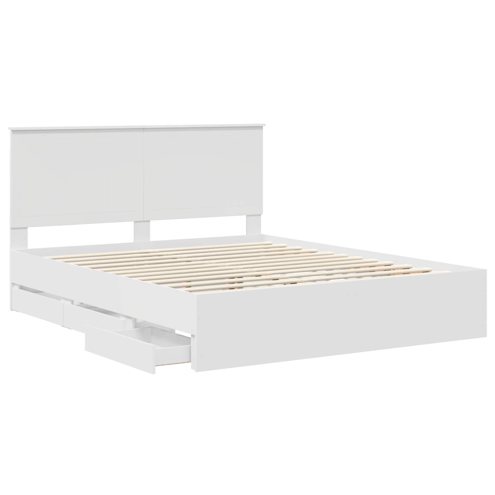 vidaXL Ramka łóżka z szufladą Biały 160 x 200 cm Drewno inżynieryjne