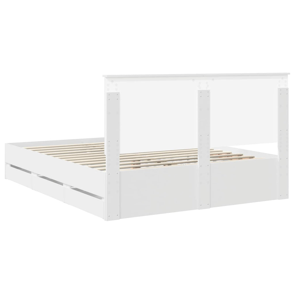 vidaXL Ramka łóżka z szufladą Biały 160 x 200 cm Drewno inżynieryjne