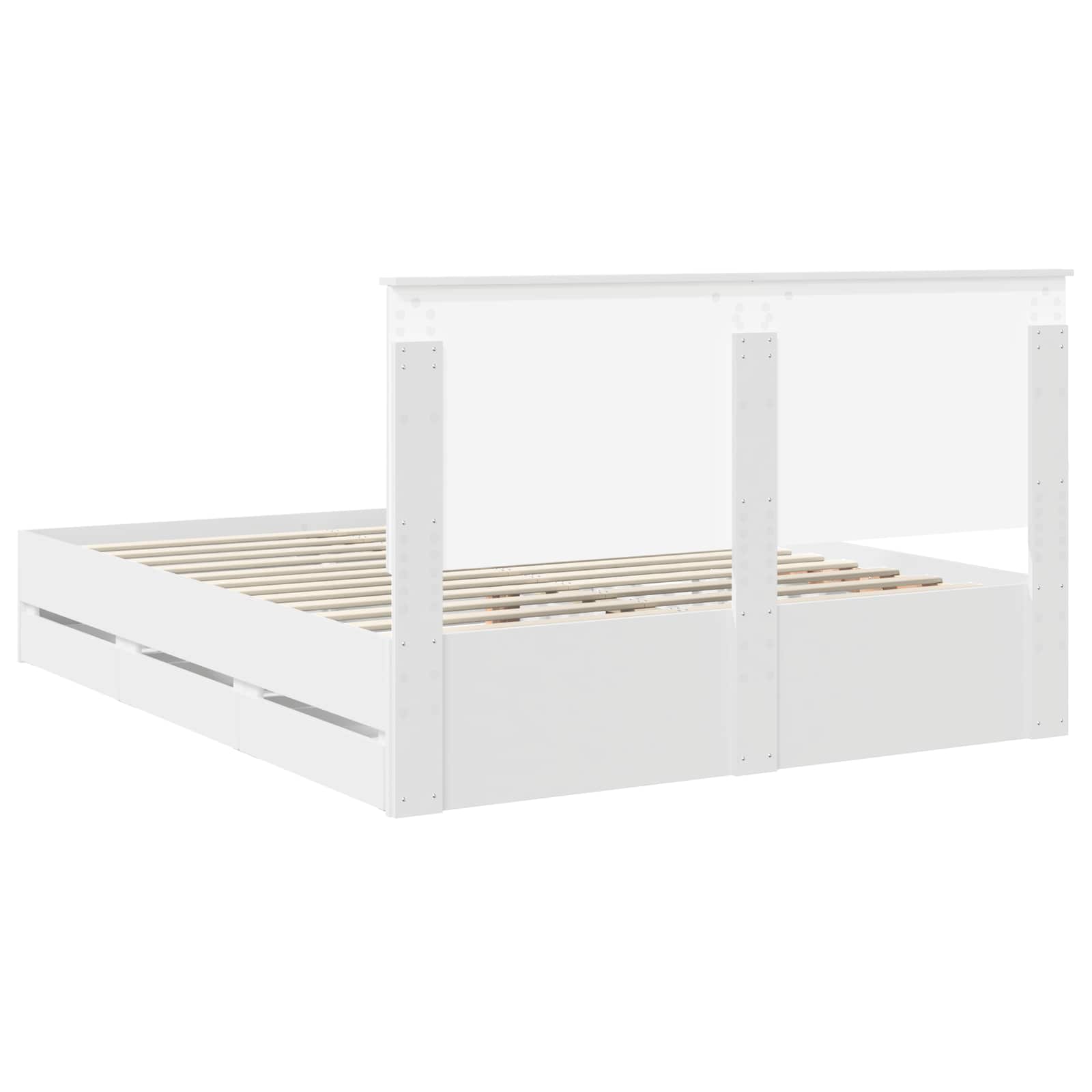 vidaXL Ramka łóżka z szufladą Biały 160 x 200 cm Drewno inżynieryjne