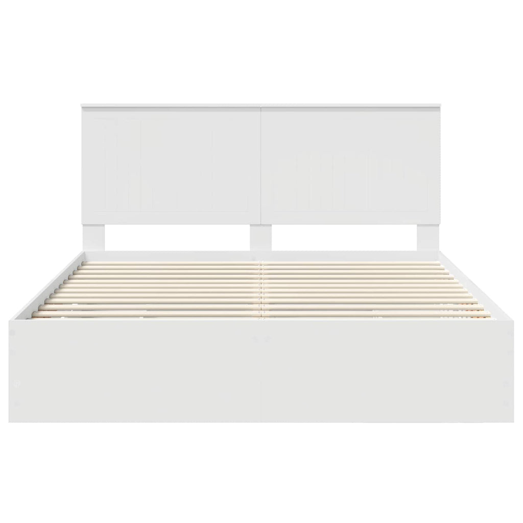 vidaXL Ramka łóżka z szufladą Biały 160 x 200 cm Drewno inżynieryjne