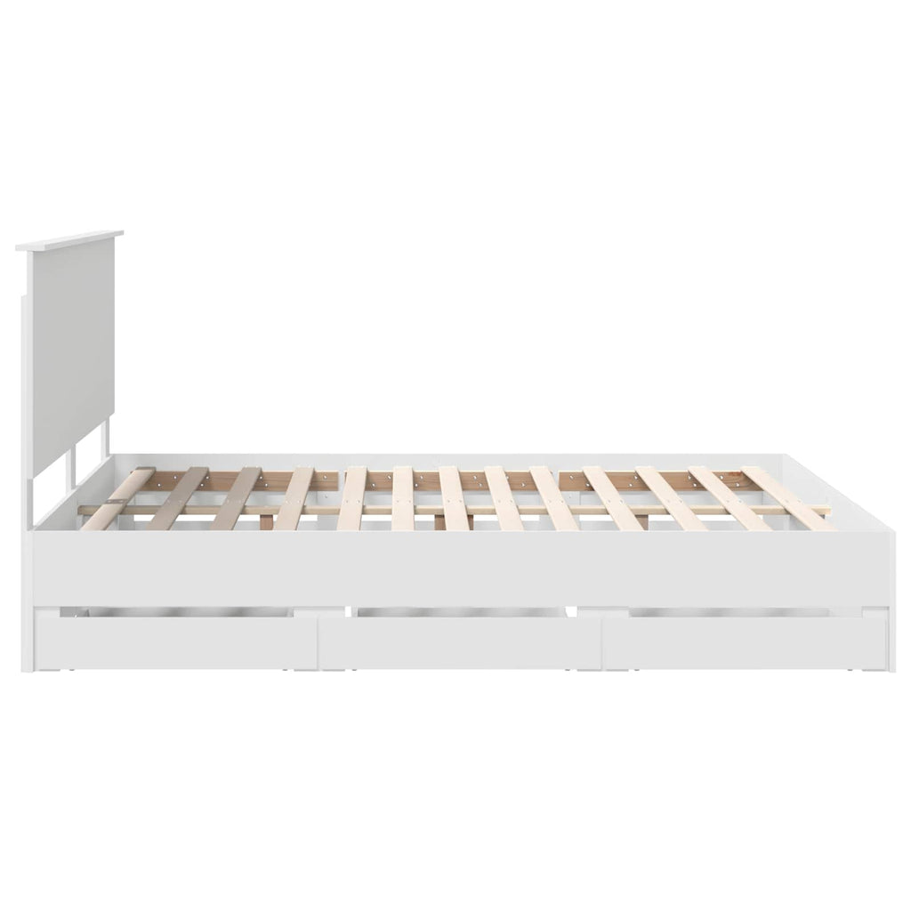 vidaXL Ramka łóżka z szufladą Biały 160 x 200 cm Drewno inżynieryjne