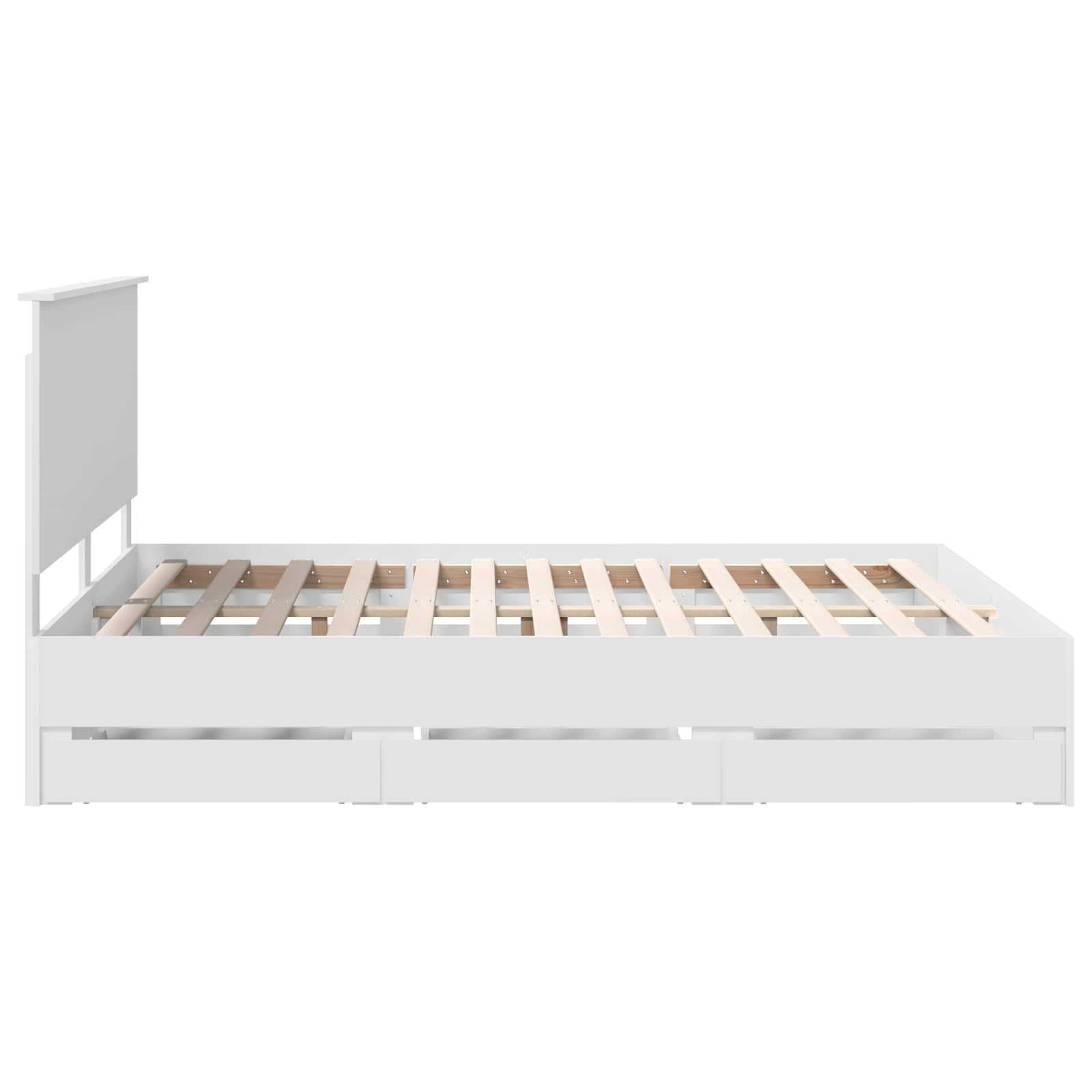 vidaXL Ramka łóżka z szufladą Biały 160 x 200 cm Drewno inżynieryjne