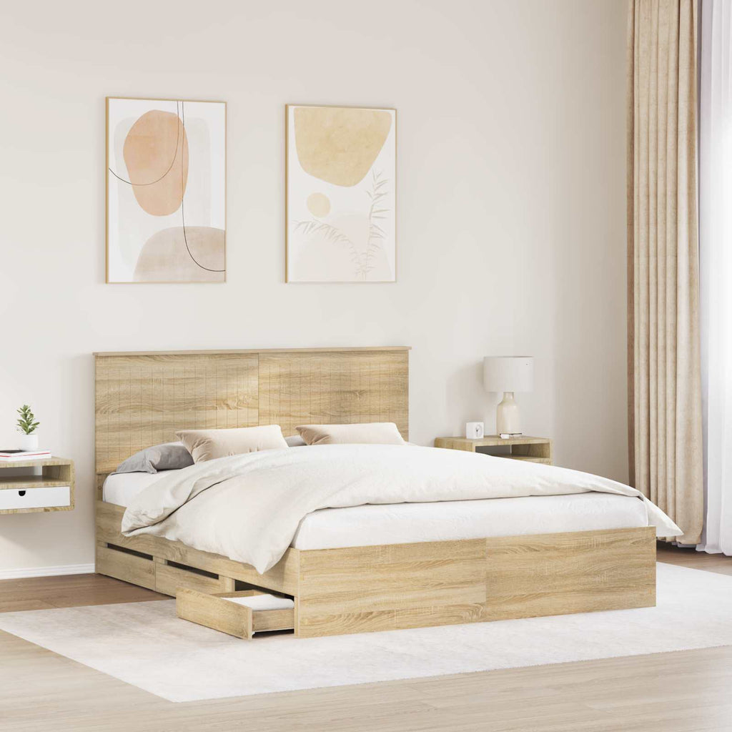 vidaXL Ramka łóżka Dąb Sonoma 160 x 200 cm Drewno inżynieryjne