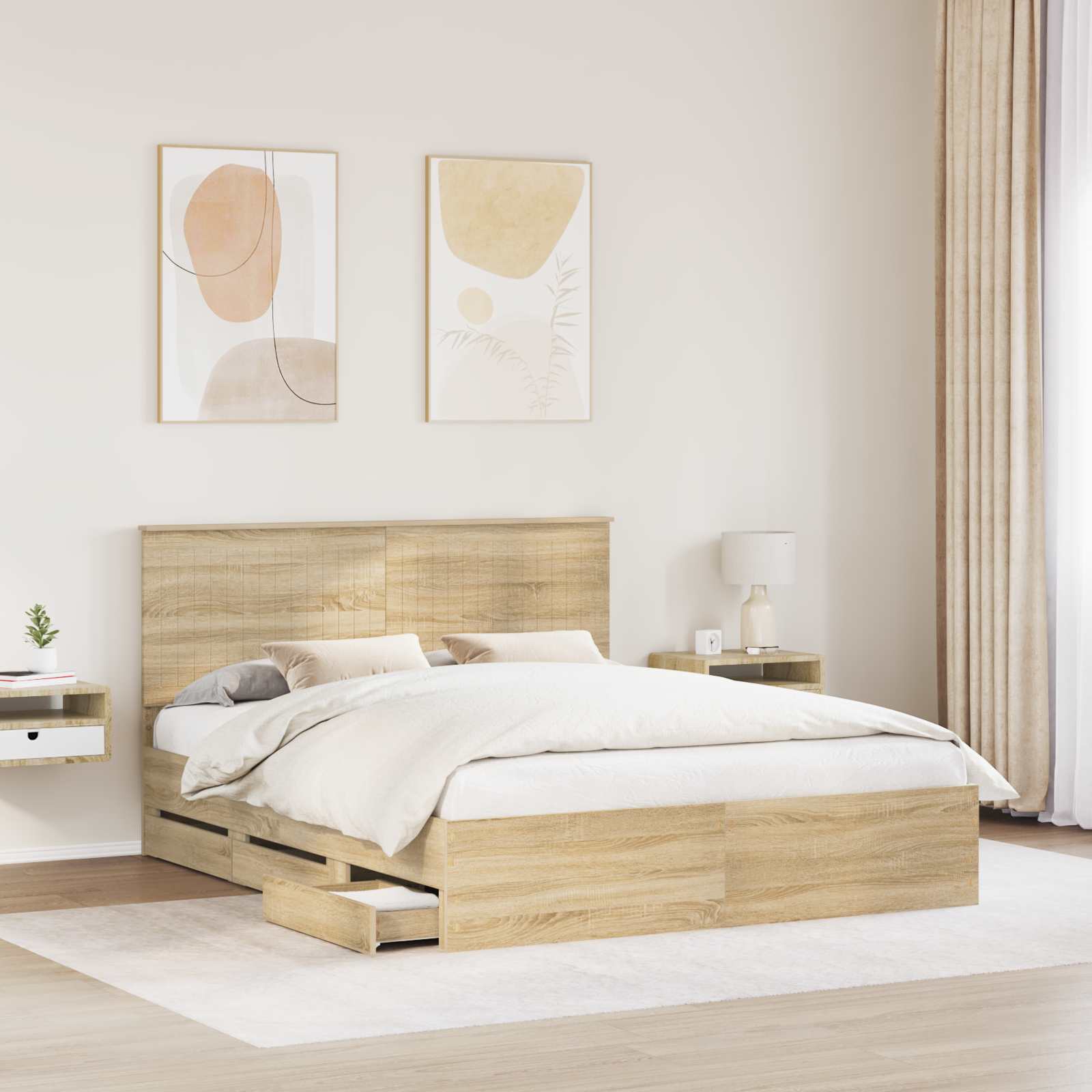 vidaXL Ramka łóżka Dąb Sonoma 160 x 200 cm Drewno inżynieryjne