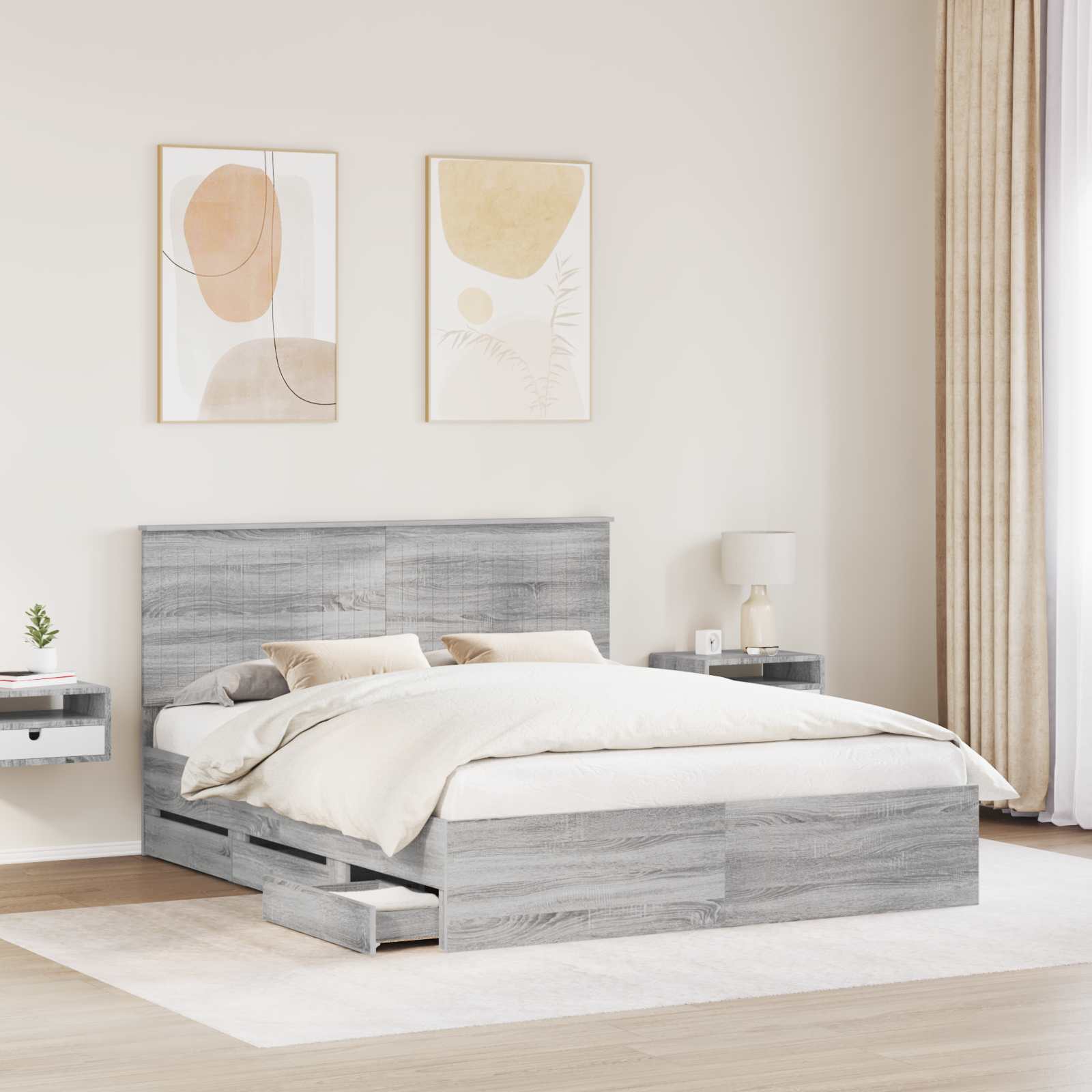 vidaXL Ramka łóżka Szary Sonoma 160 x 200 cm Drewno inżynieryjne