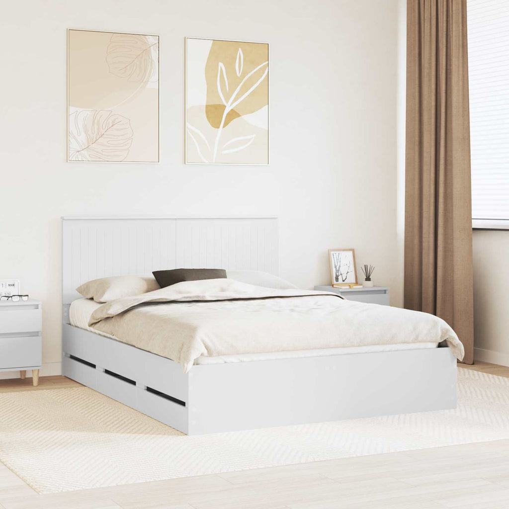 vidaXL Ramka łóżka z szufladą Biały 150 x 200 cm Drewno inżynieryjne
