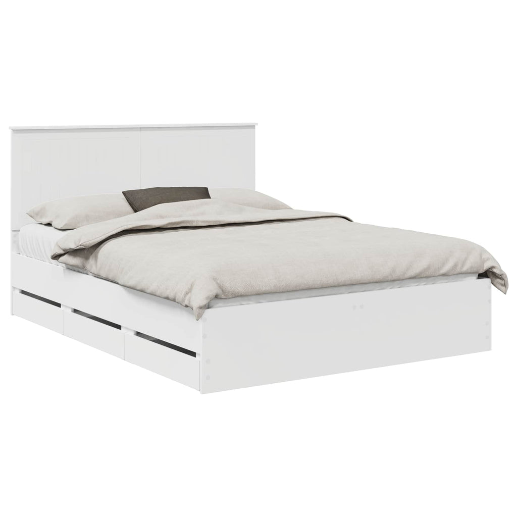 vidaXL Ramka łóżka z szufladą Biały 150 x 200 cm Drewno inżynieryjne