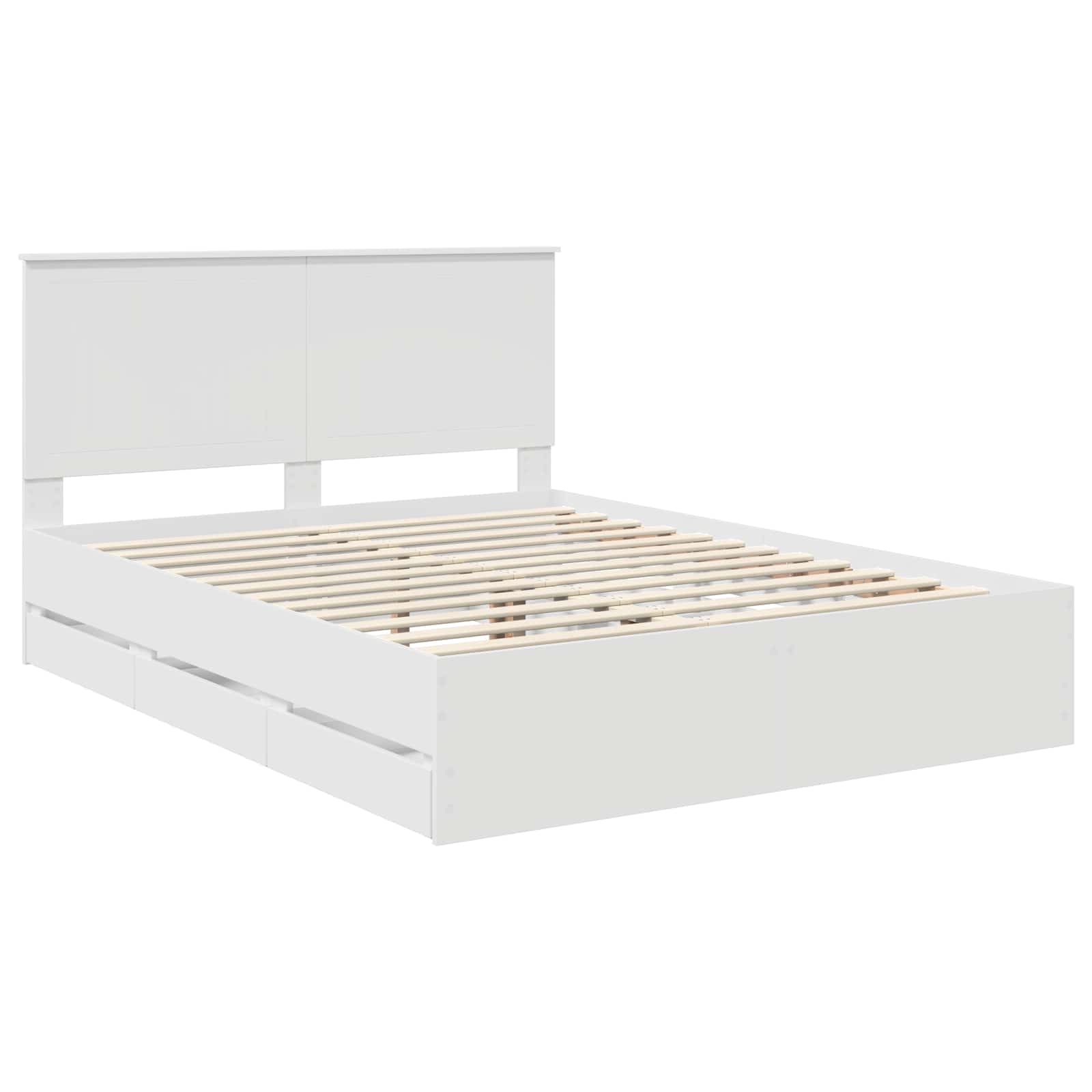 vidaXL Ramka łóżka z szufladą Biały 150 x 200 cm Drewno inżynieryjne