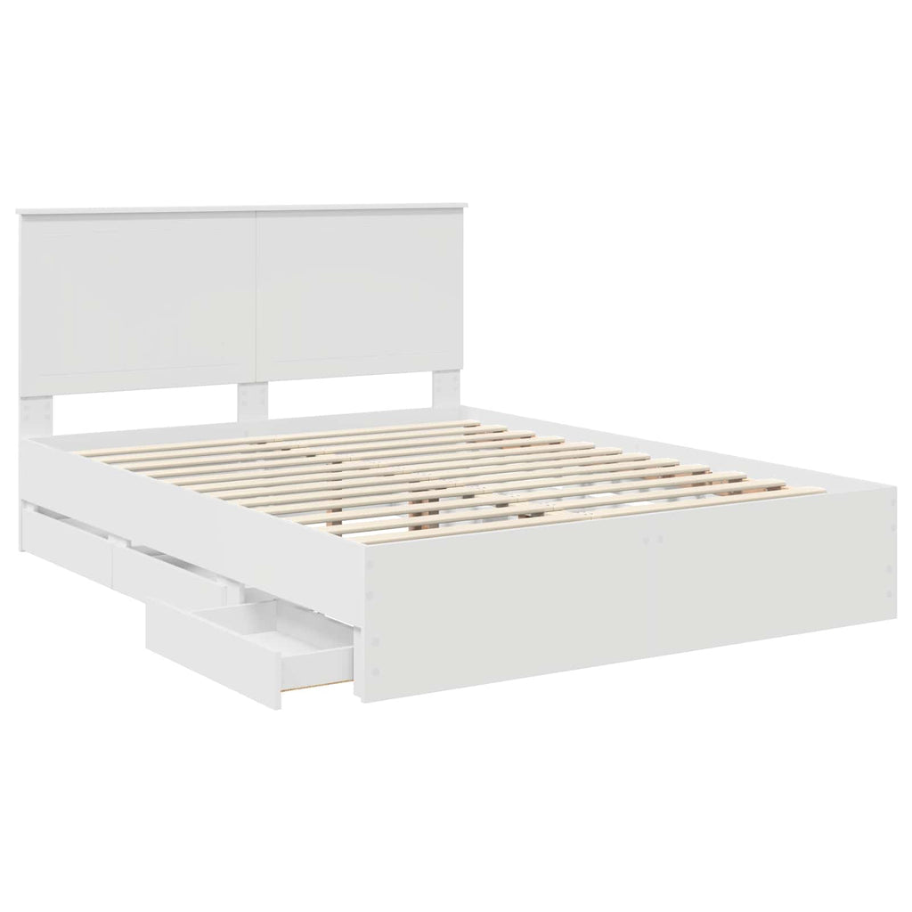vidaXL Ramka łóżka z szufladą Biały 150 x 200 cm Drewno inżynieryjne