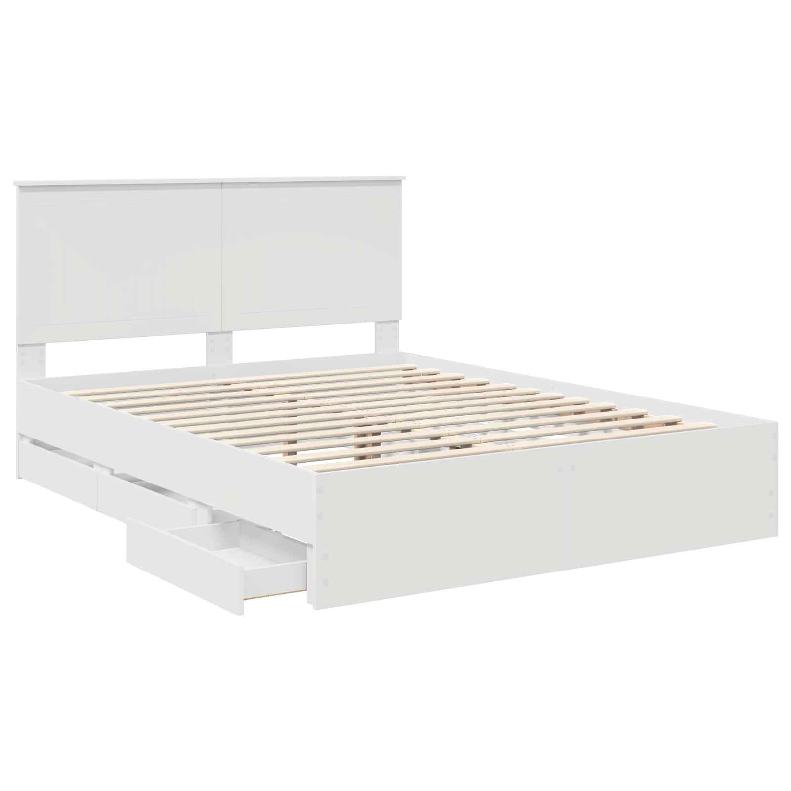 vidaXL Ramka łóżka z szufladą Biały 150 x 200 cm Drewno inżynieryjne