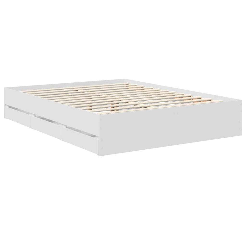 vidaXL Ramka łóżka z szufladą Biały 150 x 200 cm Drewno inżynieryjne