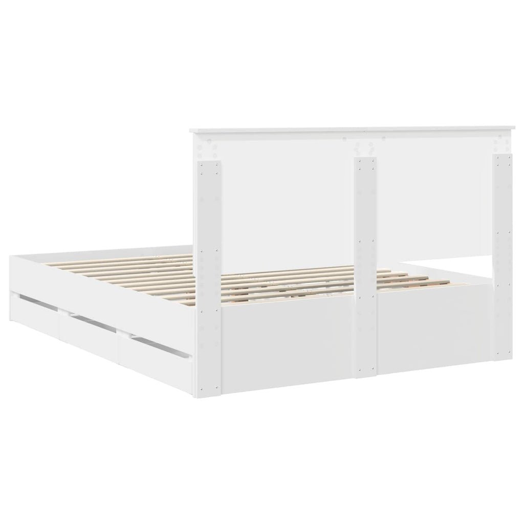 vidaXL Ramka łóżka z szufladą Biały 150 x 200 cm Drewno inżynieryjne