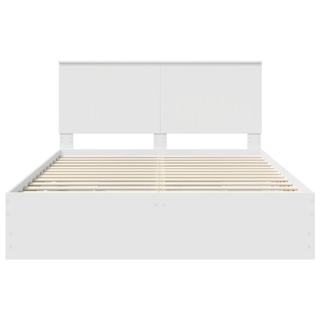 vidaXL Ramka łóżka z szufladą Biały 150 x 200 cm Drewno inżynieryjne