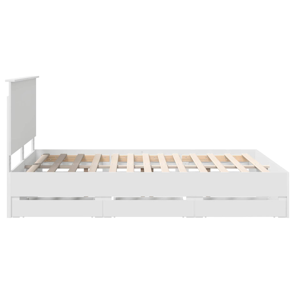 vidaXL Ramka łóżka z szufladą Biały 150 x 200 cm Drewno inżynieryjne
