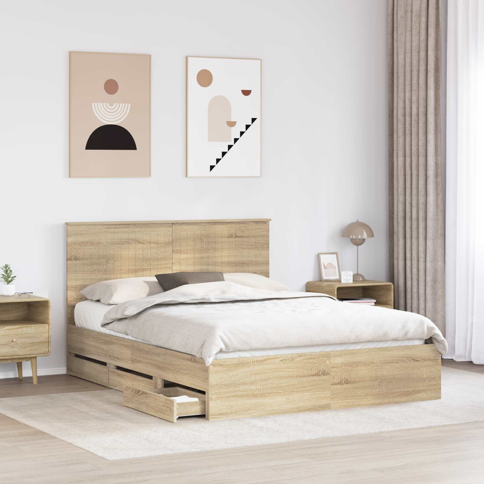 vidaXL Ramka łóżka Dąb Sonoma 150 x 200 cm Drewno inżynieryjne