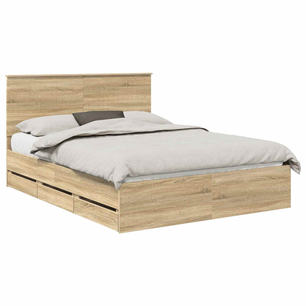 vidaXL Ramka łóżka Dąb Sonoma 150 x 200 cm Drewno inżynieryjne