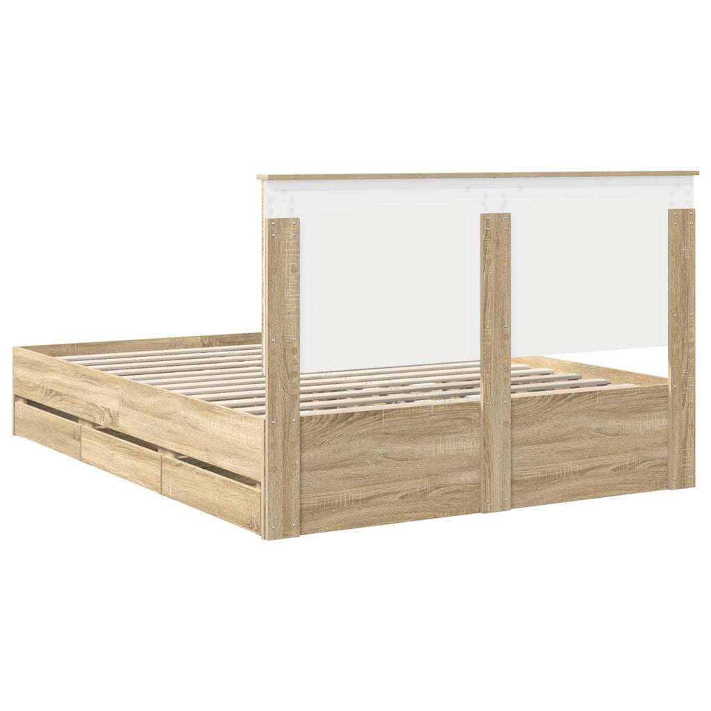 vidaXL Ramka łóżka Dąb Sonoma 150 x 200 cm Drewno inżynieryjne