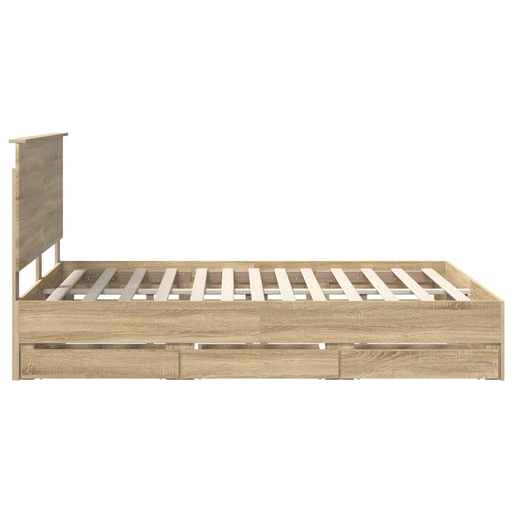 vidaXL Ramka łóżka Dąb Sonoma 150 x 200 cm Drewno inżynieryjne