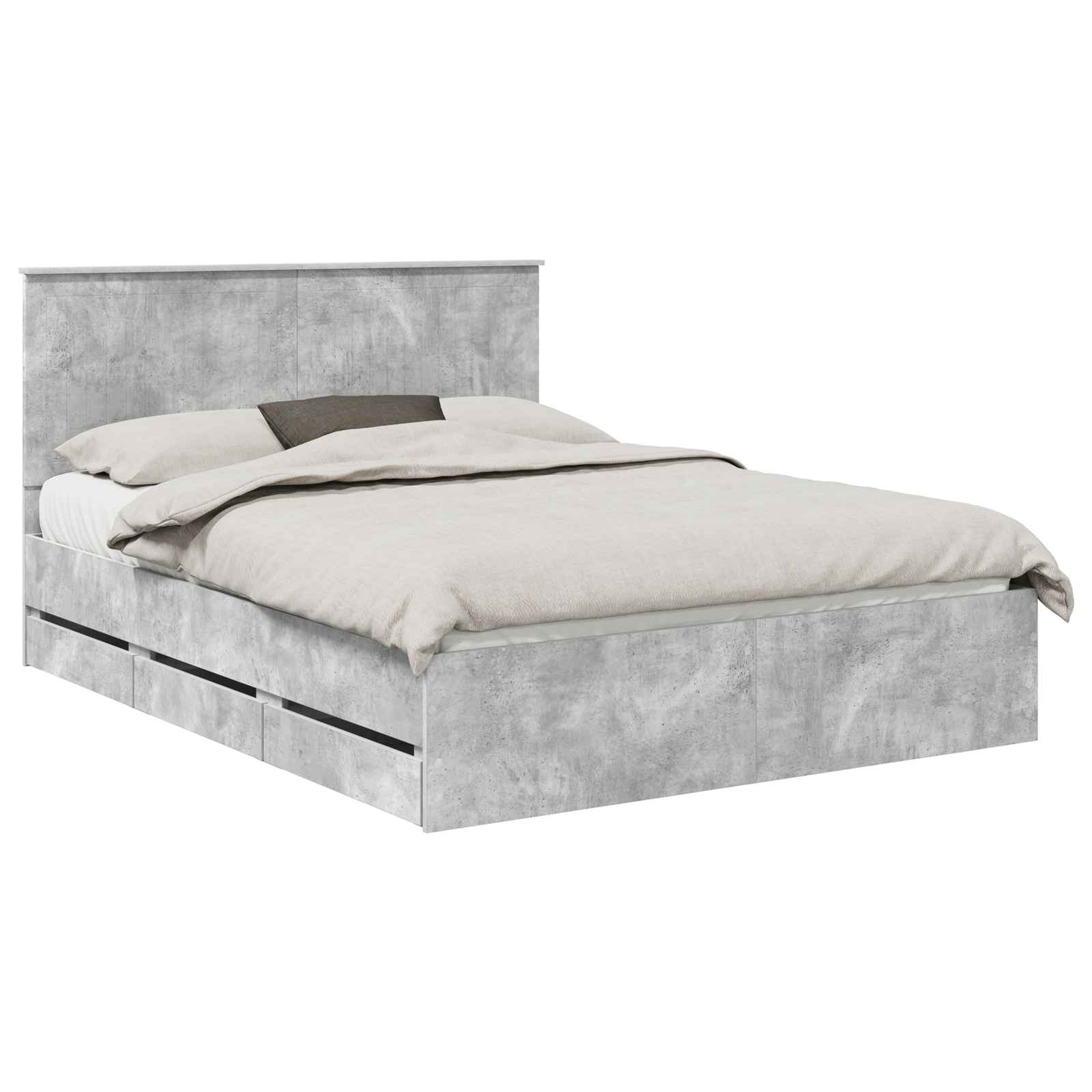 vidaXL Ramka łóżka Betonowy szary 150 x 200 cm Drewno inżynieryjne