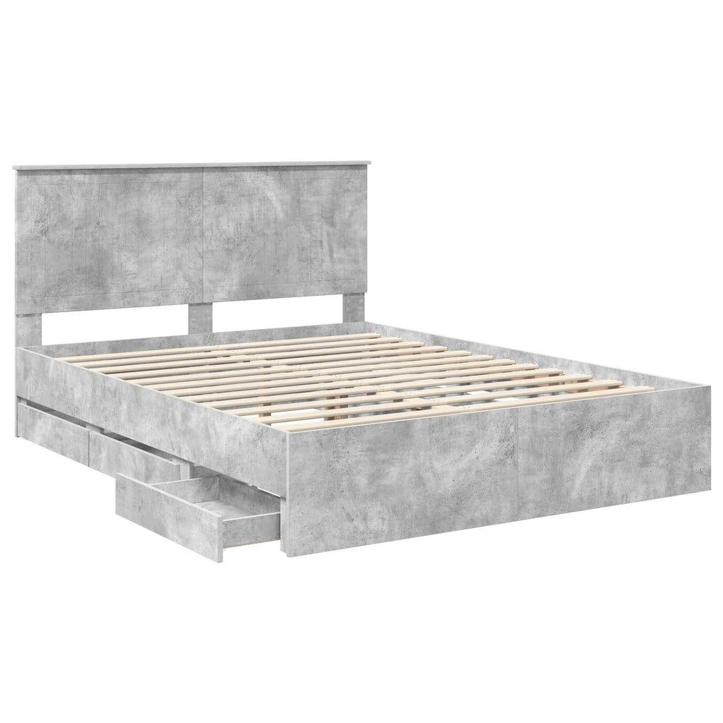 vidaXL Ramka łóżka Betonowy szary 150 x 200 cm Drewno inżynieryjne